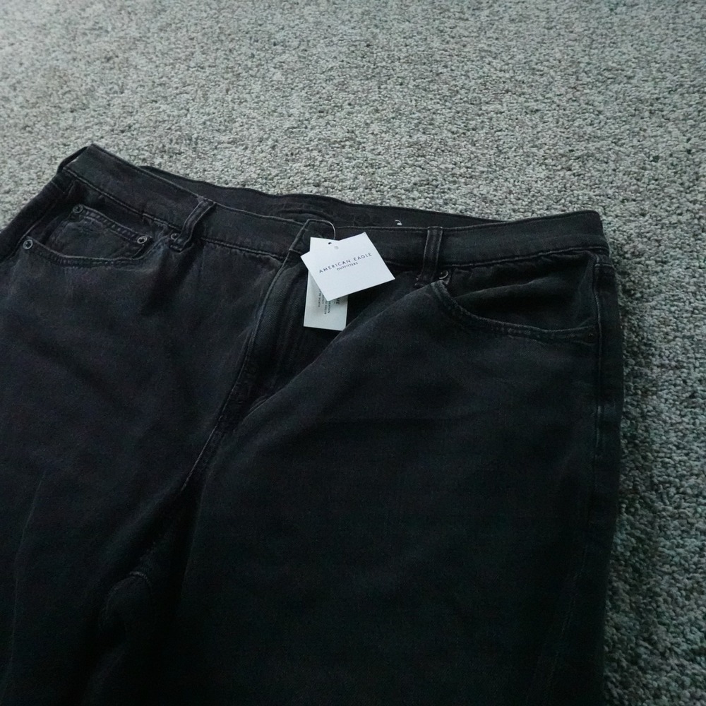 NEW American Eagle Jeans Womens 16 Black Denim Pants High Rise Baggy Stretch